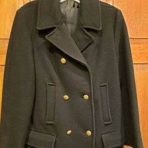 Vintage 1970s Authentic Black Wool Pea Coat